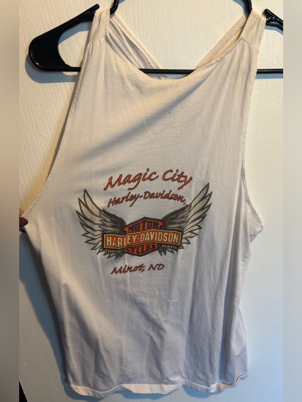 Harley-Davidson White Women's Cross front Tank with Winged Logo - Picture 2 of 3